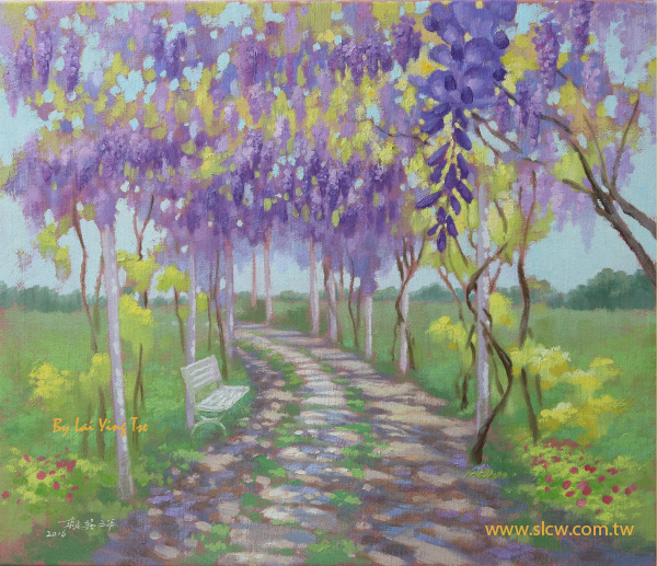 Wisteria Flower Porch_紫藤花_賴英澤 繪_painted by Lai Ying-Tse